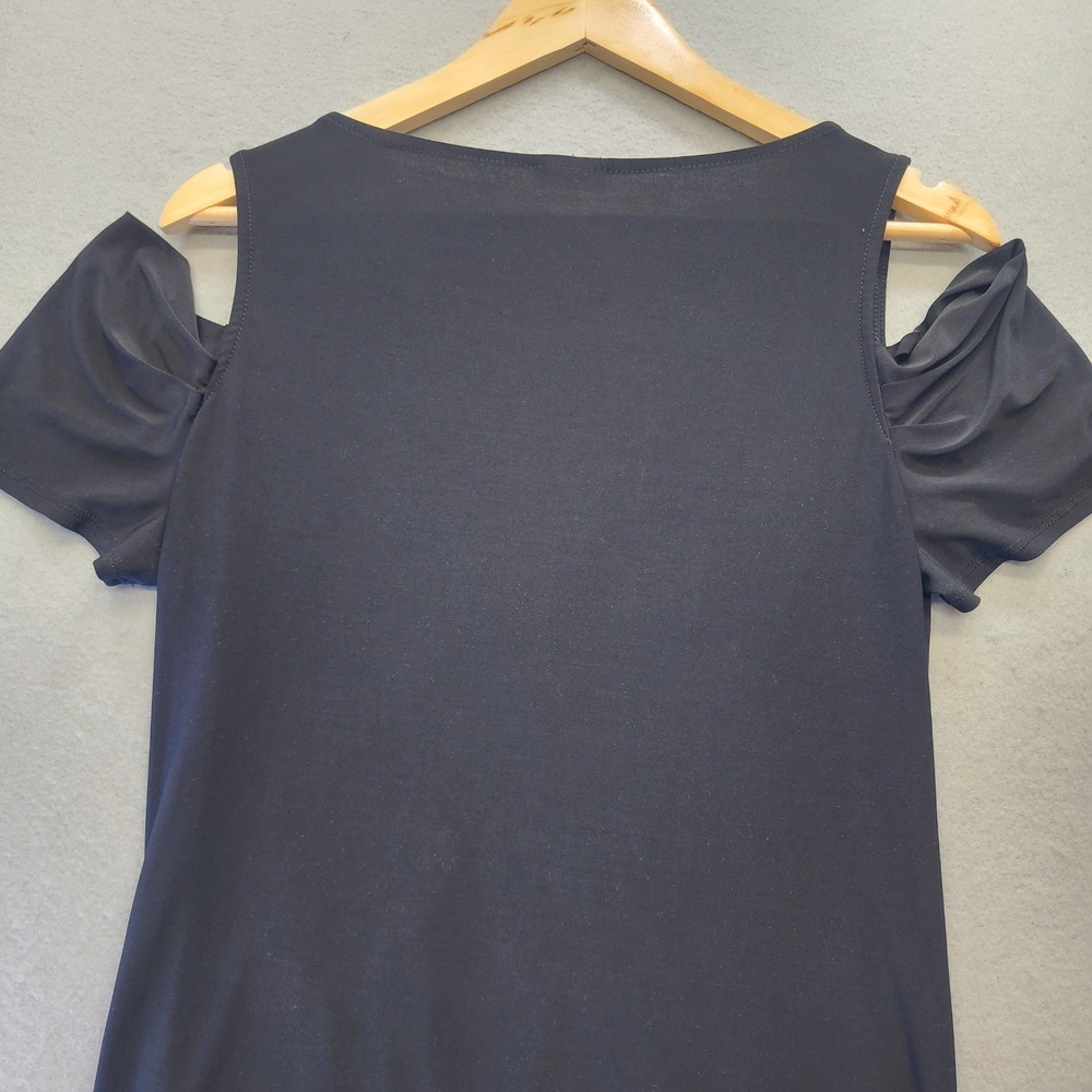 Torrid Black Cold Shoulder Ruched Wrap Surplice Top Plus Size 0 L XL 50-6198E - Picture 9 of 14